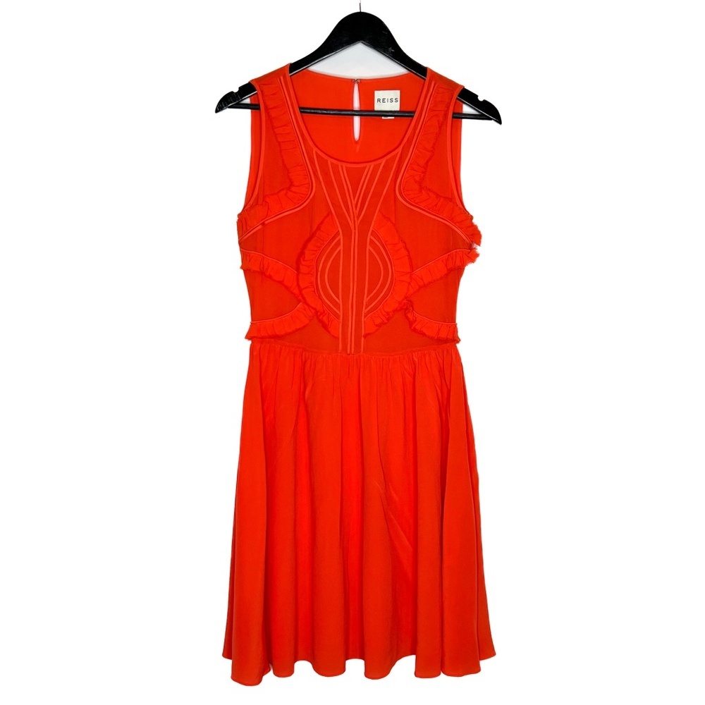 Reiss Dress 100% Silk Loulou Ruffle Dress Sleeveless